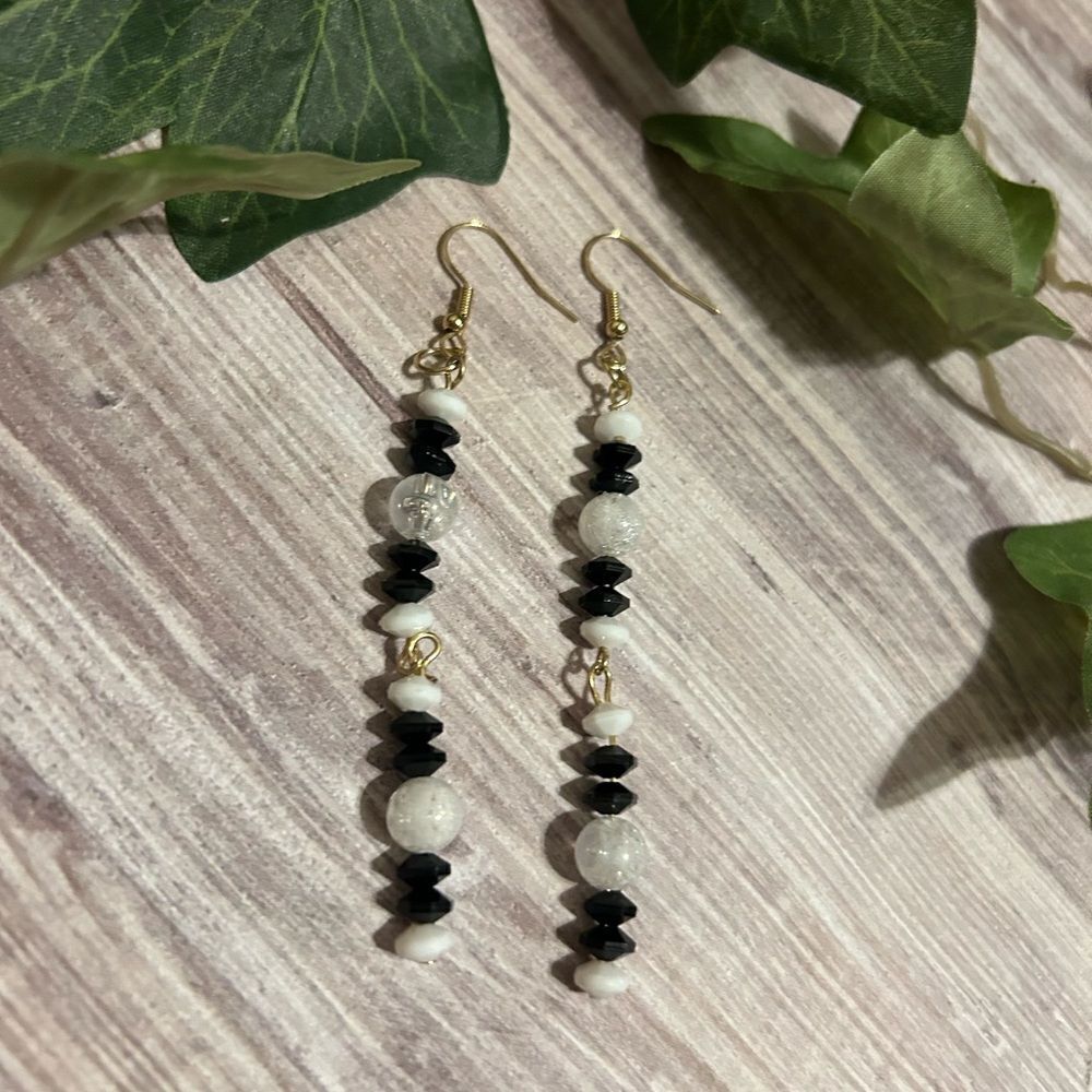 Elegant handmade black drop earrings